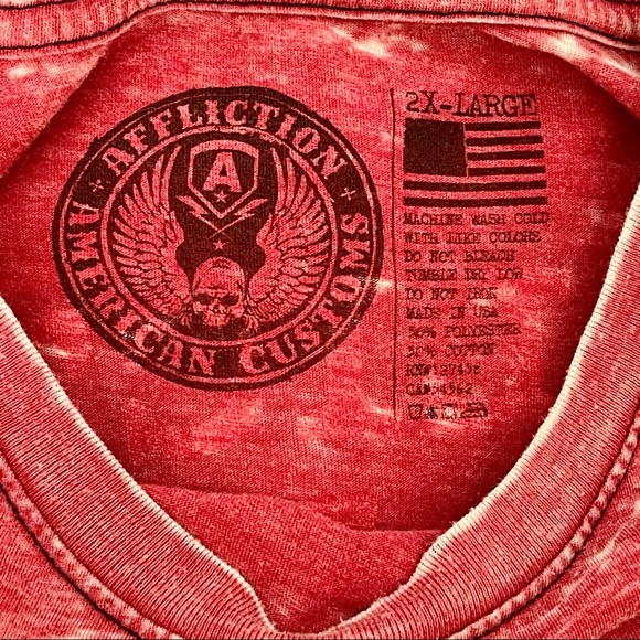 Affliction American Customs Red Short Sleeved T-Shirt Size 2X - Picture 6 of 6